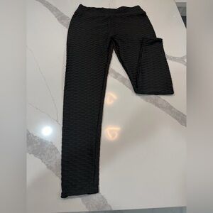 New Mix Ankle Leggings Textured Women's Black Plus Size 1XL/2XL